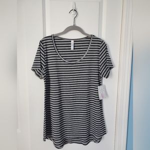 LuLaRoe Classic T - Black and Gray Stripe
